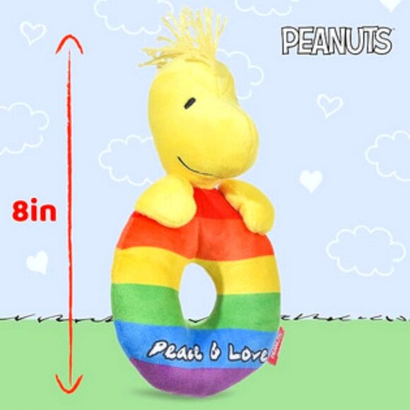 NWT ~ PEANUTS: Woodstock Peace & Love Plush Ring Squeaker 8 inch Pet Toy - Picture 2 of 10